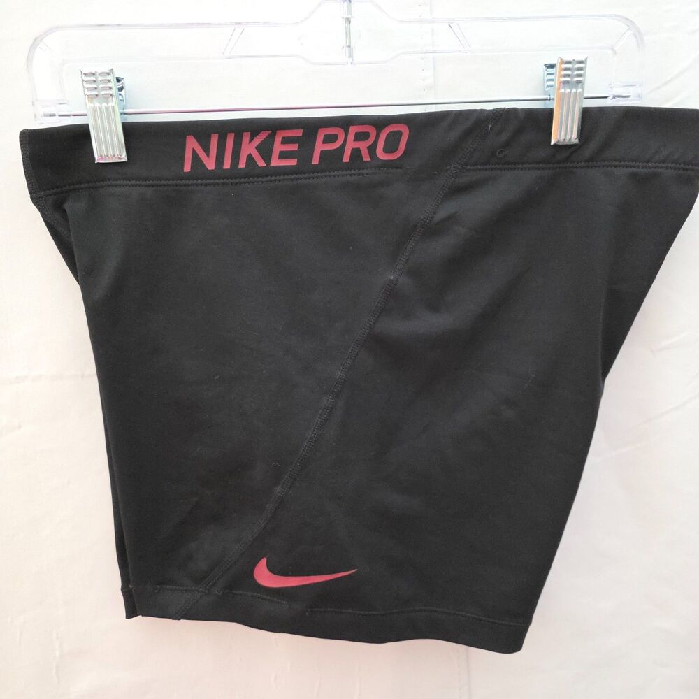 NIKE PRO Dri-Fit Womens XL Technical Training Volleyball Shorts Black Red 4"
